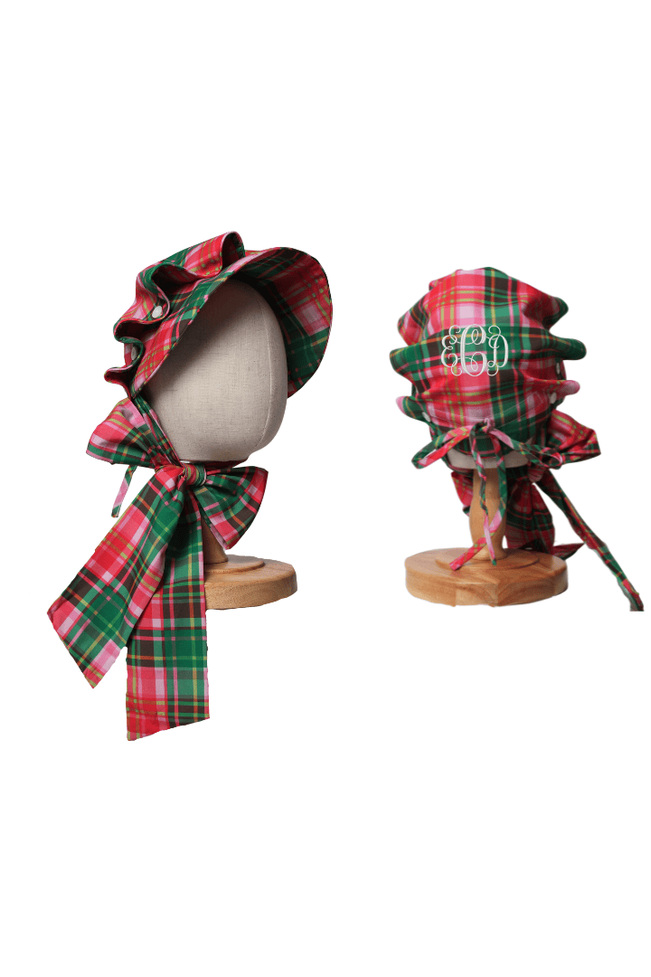 The Smocked Flamingo Apparel & Accessories Pink Holiday Plaid Bonnet