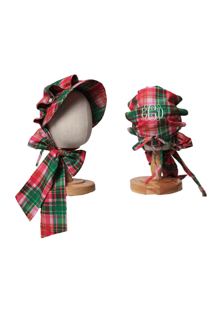 The Smocked Flamingo Apparel & Accessories Pink Holiday Plaid Bonnet
