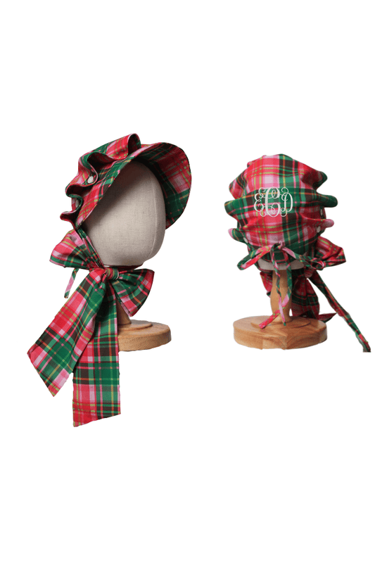 The Smocked Flamingo Apparel & Accessories Pink Holiday Plaid Bonnet