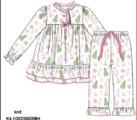 The Smocked Flamingo Apparel & Accessories Pink Nutcracker Two Piece Lounge Set
