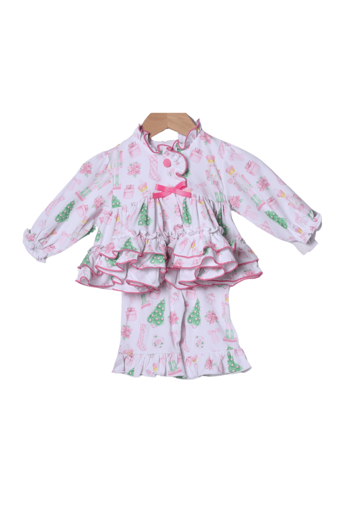 The Smocked Flamingo Apparel & Accessories Pink Nutcracker Two Piece Swing Lounge Set