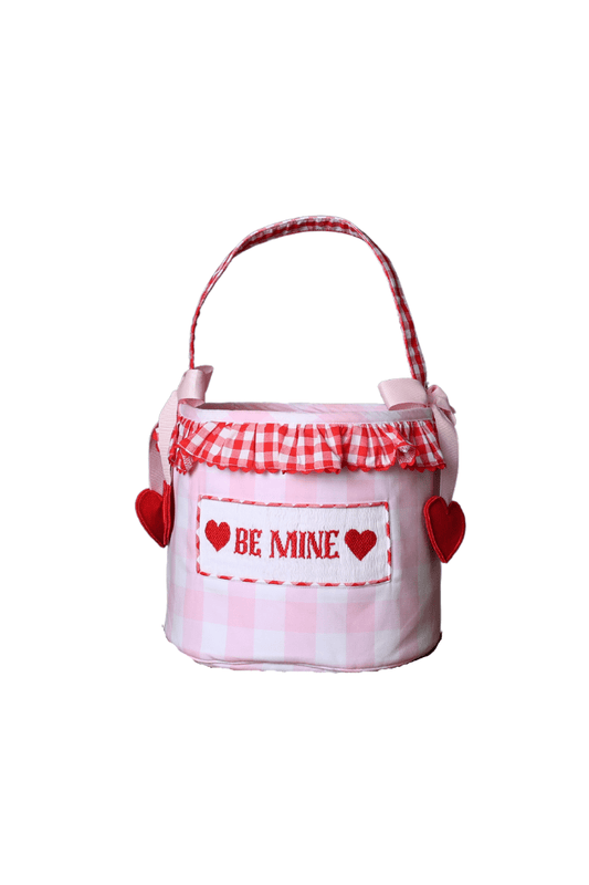 The Smocked Flamingo Apparel & Accessories Pink/Red Gingham Smocked Be Mine Pink and Red Gingham Valentine Treat Basket