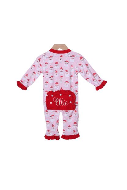 The Smocked Flamingo Apparel & Accessories Pink Santa Ruffle Zippys