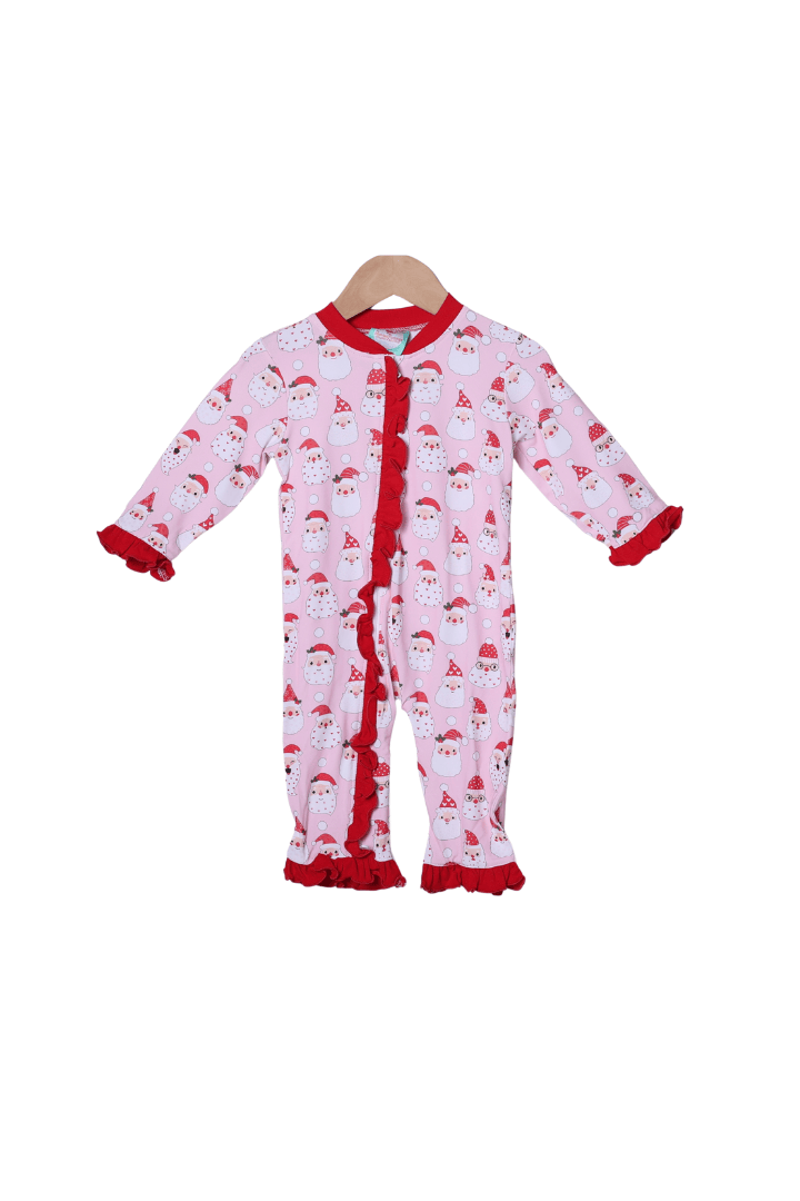 The Smocked Flamingo Apparel & Accessories Pink Santa Ruffle Zippys