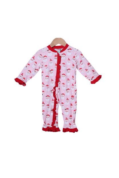 The Smocked Flamingo Apparel & Accessories Pink Santa Ruffle Zippys