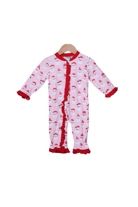 The Smocked Flamingo Apparel & Accessories Pink Santa Ruffle Zippys