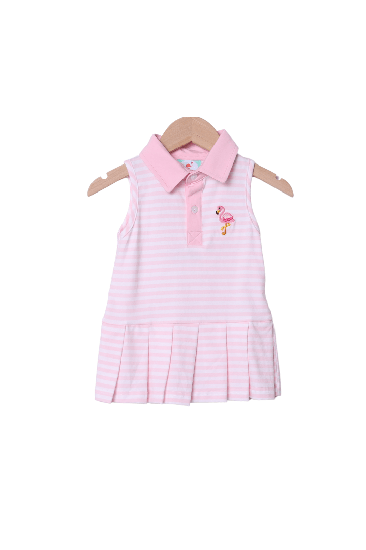 The Smocked Flamingo Apparel & Accessories Pink Stripe Flamingo Tennis Dress
