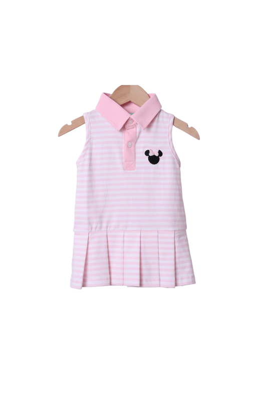 The Smocked Flamingo Apparel & Accessories Pink Stripe Mouse Park Tennis Dress