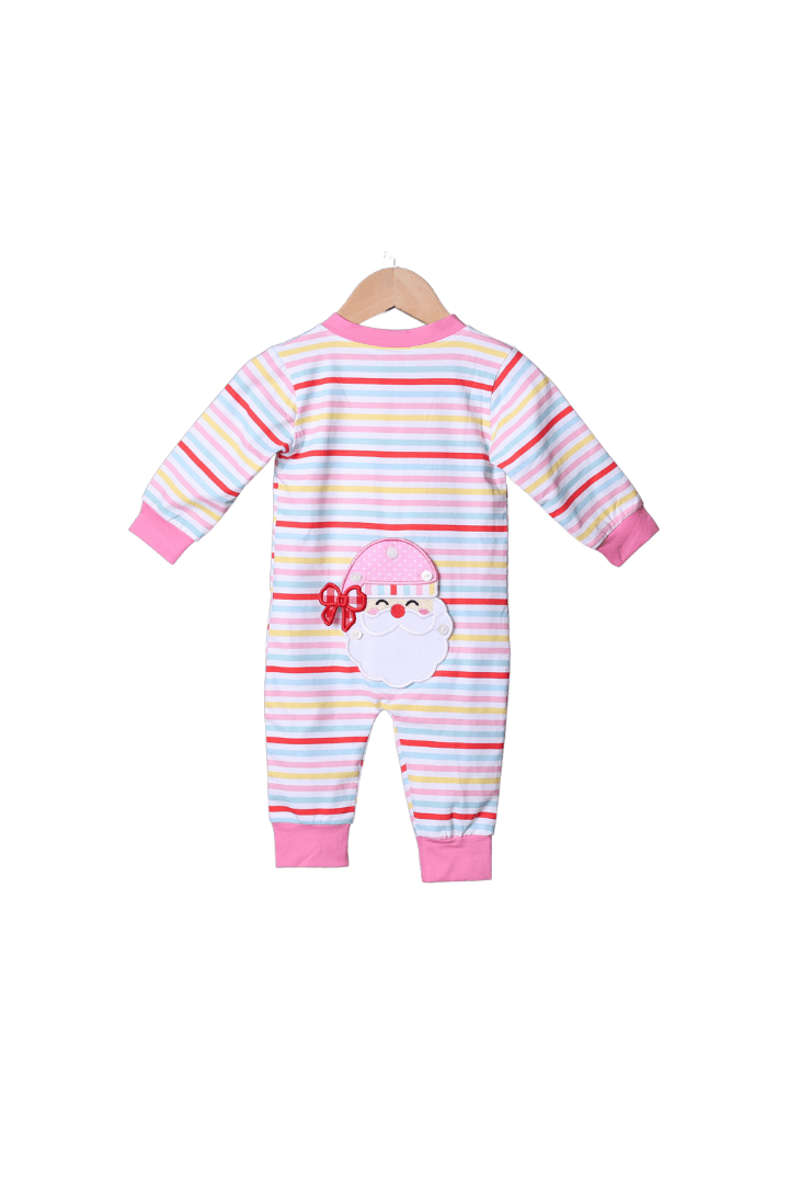 The Smocked Flamingo Apparel & Accessories Pink Stripe Santa Zippy