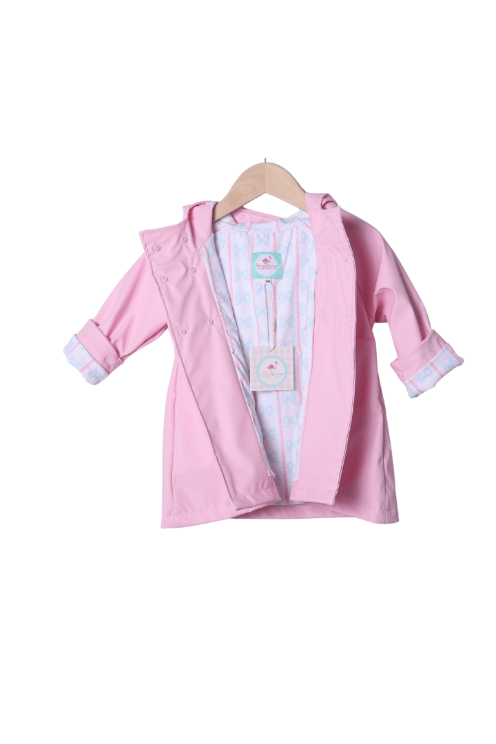 The Smocked Flamingo Apparel & Accessories Pink Sweet Scalloped Bow Raincoat