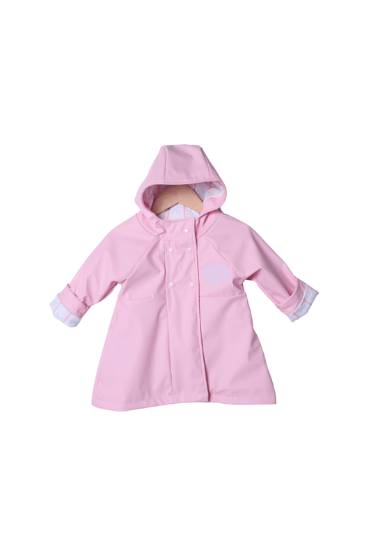 The Smocked Flamingo Apparel & Accessories Pink Sweet Scalloped Bow Raincoat