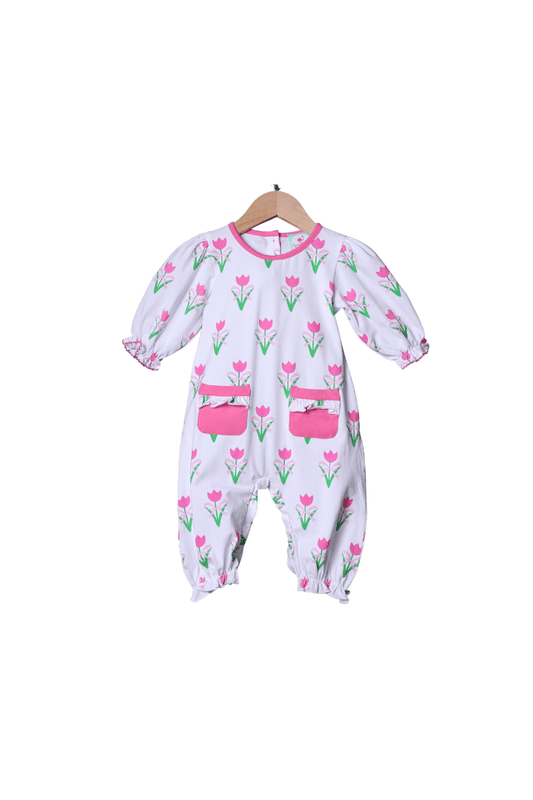 The Smocked Flamingo Apparel & Accessories Pink Tulip Knit Romper