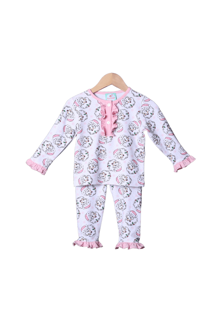 The Smocked Flamingo Apparel & Accessories Pink Vintage Santa Knit Pajamas