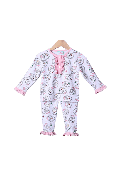 The Smocked Flamingo Apparel & Accessories Pink Vintage Santa Knit Pajamas