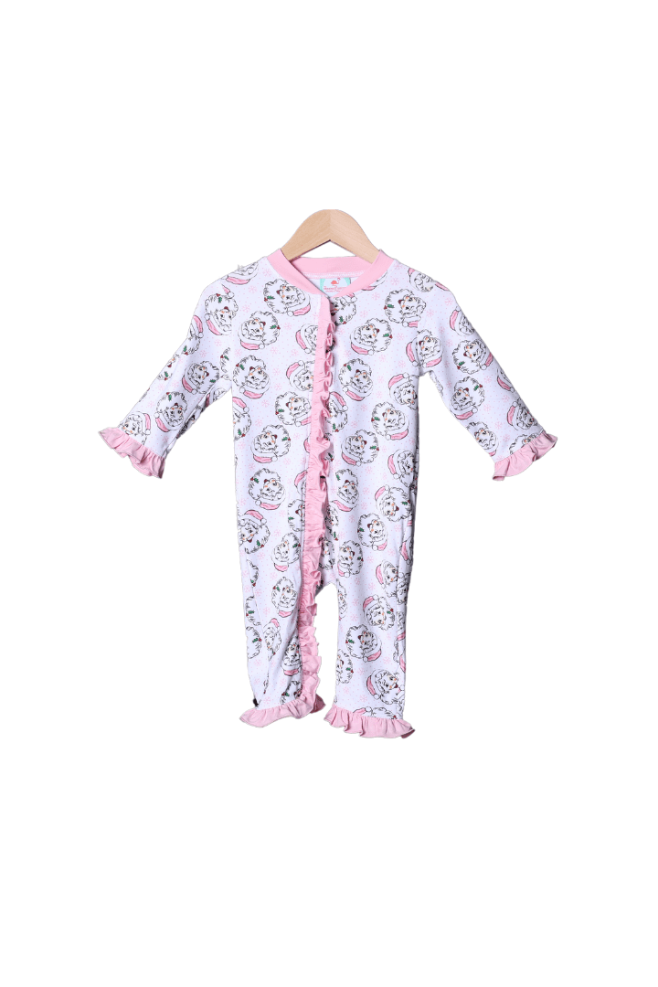 The Smocked Flamingo Apparel & Accessories Pink Vintage Santa Knit Zippies