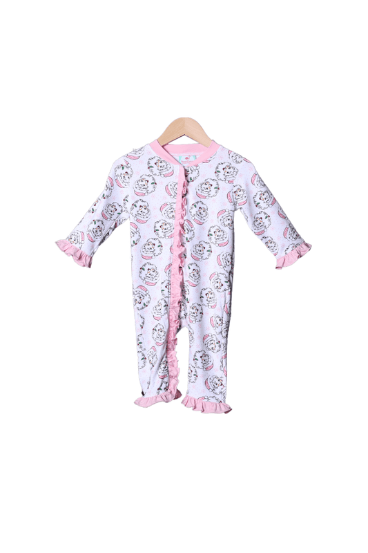 The Smocked Flamingo Apparel & Accessories Pink Vintage Santa Knit Zippies