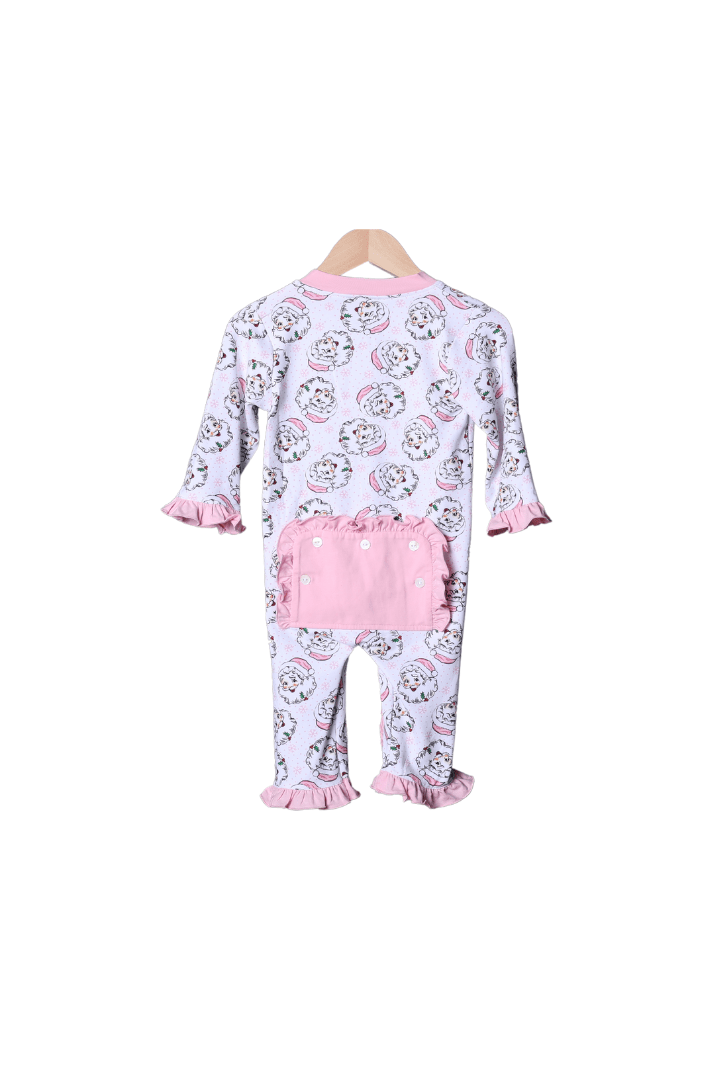 The Smocked Flamingo Apparel & Accessories Pink Vintage Santa Knit Zippies