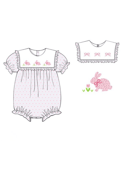 The Smocked Flamingo Apparel & Accessories Pre-Order 2 In 1 Interchangeable Spring Pink Swiss Dot Bubble