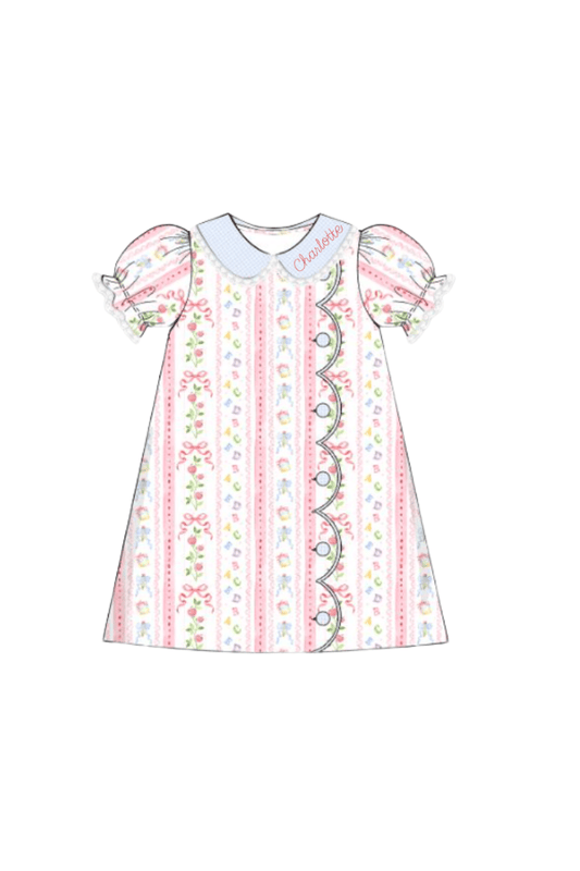The Smocked Flamingo Apparel & Accessories Pre-Order ABC Apple Button Dress