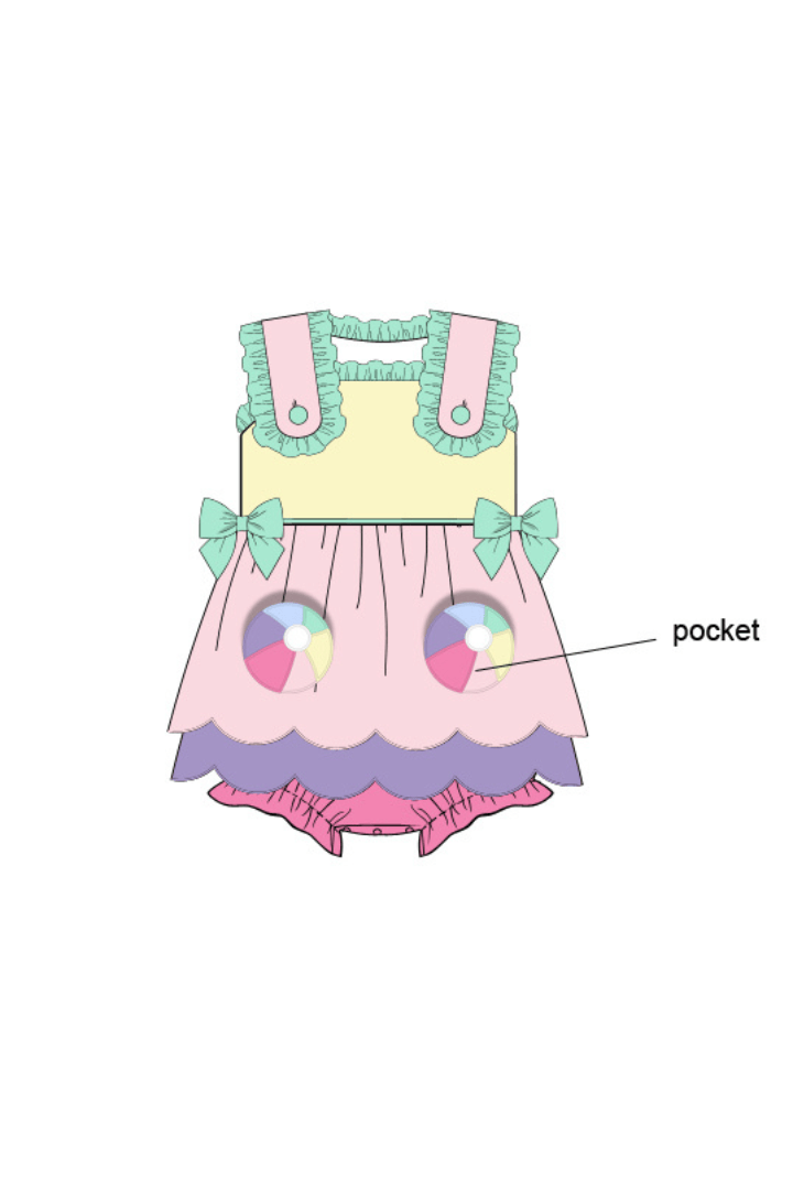 The Smocked Flamingo Apparel & Accessories Pre-Order Applique Beach Ball Color Block Skirted Bubble