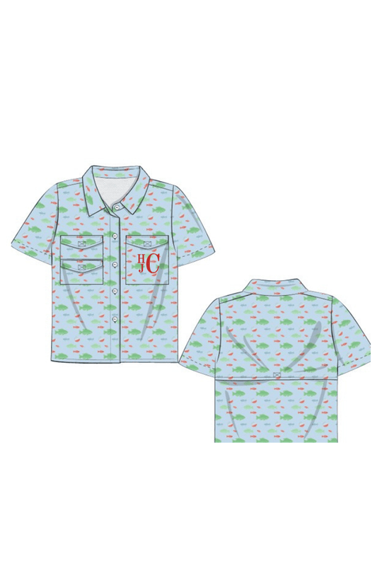 The Smocked Flamingo Apparel & Accessories Pre-Order Applique Boat Bouy Fishing Shirt