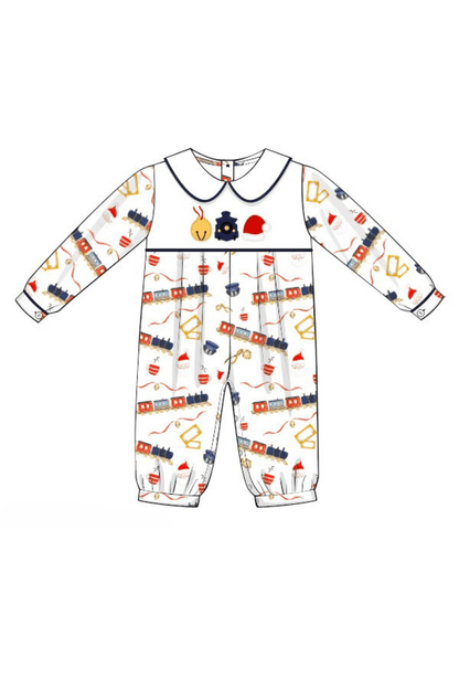 The Smocked Flamingo Apparel & Accessories Pre-Order Applique Christmas Train Romper