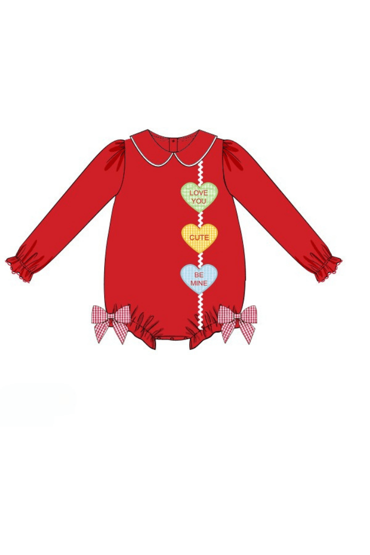 The Smocked Flamingo Apparel & Accessories Pre-Order Applique Conversation Heart Red Knit Bubble
