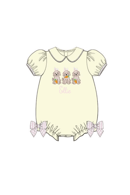 The Smocked Flamingo Apparel & Accessories Pre-Order Applique Easter Puppy Yellow Knit Bubble