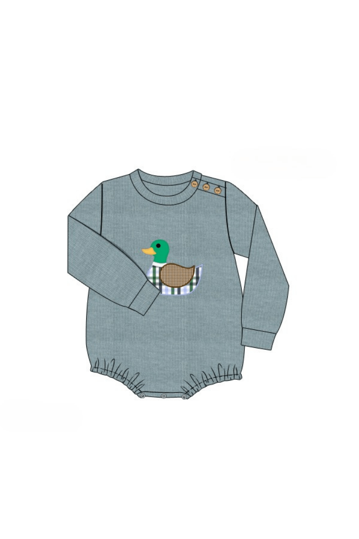 The Smocked Flamingo Apparel & Accessories Pre-Order Applique Mallard Blue Cardigan Bubble