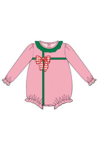 The Smocked Flamingo Apparel & Accessories Pre-Order Applique Present Pink Corduroy Bubble