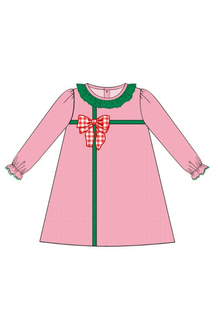 The Smocked Flamingo Apparel & Accessories Pre-Order Applique Present Pink Corduroy Dress