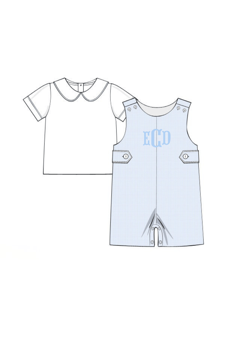 The Smocked Flamingo Apparel & Accessories Pre-Order Baby Blue Gingham 2Pc Jon Jon