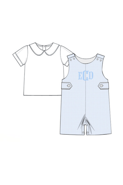 The Smocked Flamingo Apparel & Accessories Pre-Order Baby Blue Gingham 2Pc Jon Jon