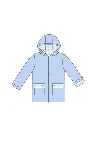 The Smocked Flamingo Apparel & Accessories Pre-Order Blue and Green Plaid Raincoat