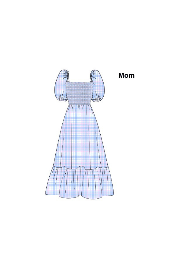 The Smocked Flamingo Apparel & Accessories Pre-Order Blue and Pink Plaid Smocked Mom Dress