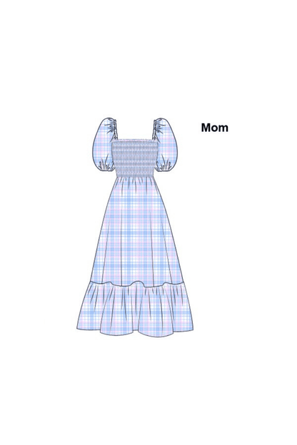 The Smocked Flamingo Apparel & Accessories Pre-Order Blue and Pink Plaid Smocked Mom Dress