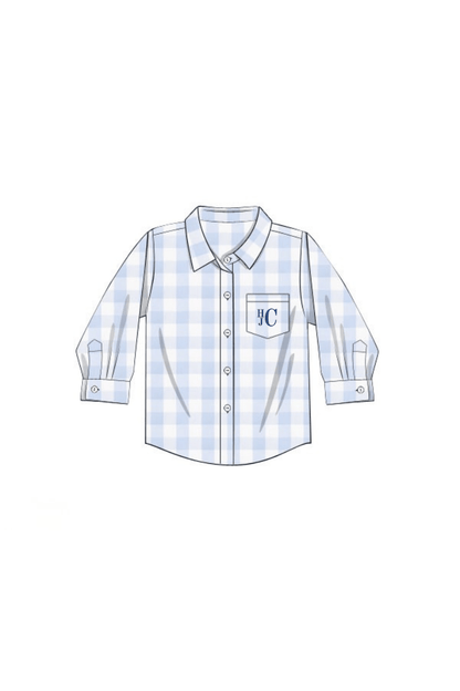 The Smocked Flamingo Apparel & Accessories Pre-Order Blue Buffalo Check Button Down Shirt