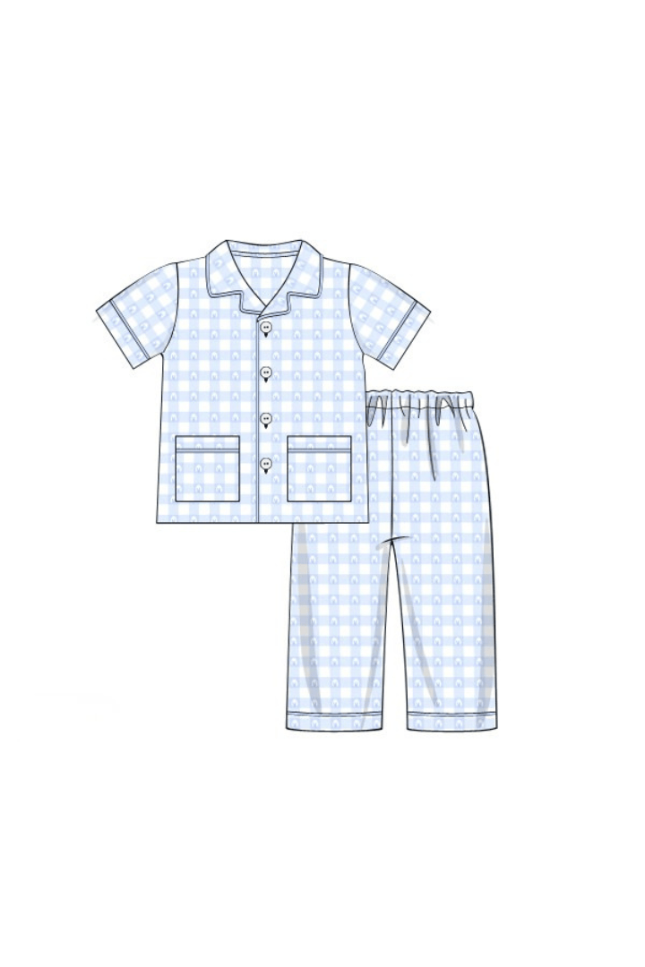 The Smocked Flamingo Apparel & Accessories Pre-Order Blue Gingham Easter Lounge Set