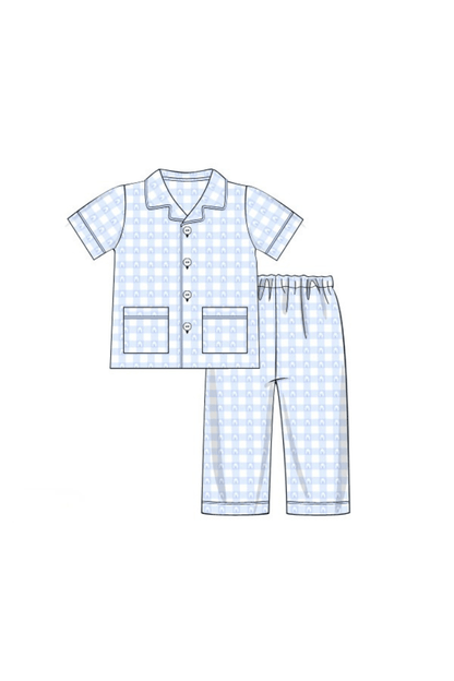 The Smocked Flamingo Apparel & Accessories Pre-Order Blue Gingham Easter Lounge Set