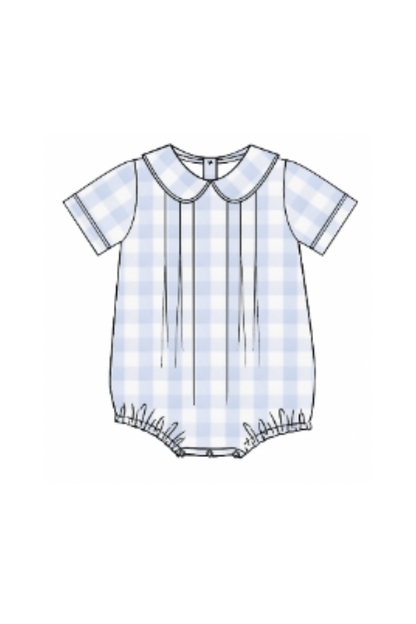 The Smocked Flamingo Apparel & Accessories Pre-Order Blue Gingham Knit Bubble