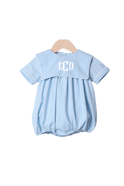 The Smocked Flamingo Apparel & Accessories Pre-Order Blue Linen Bib Bubble
