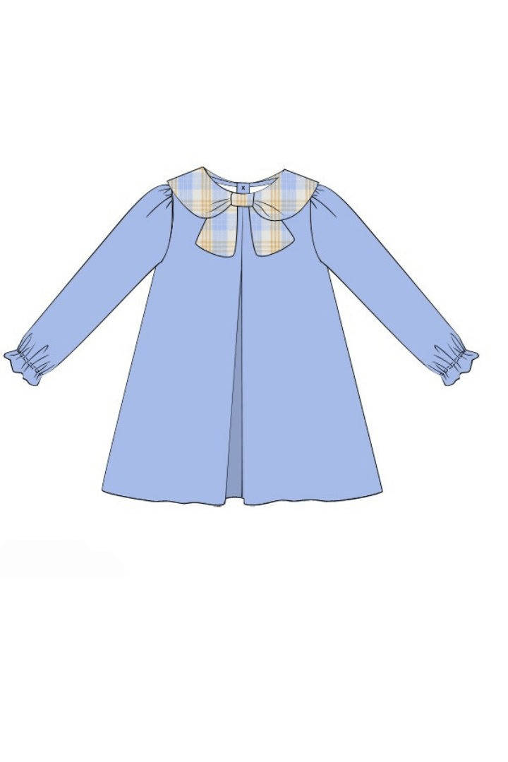 The Smocked Flamingo Apparel & Accessories Pre-Order Blue Plaid Corduroy Dress