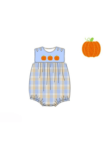 The Smocked Flamingo Apparel & Accessories Pre-Order Blue Plaid Pumpkin Bubble
