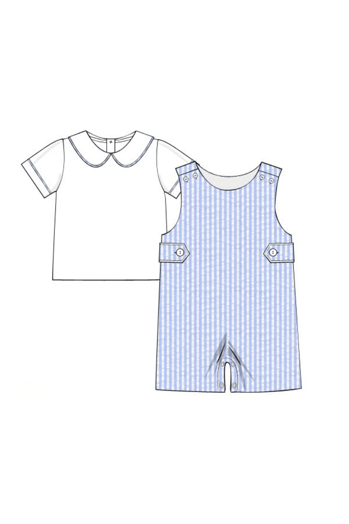 The Smocked Flamingo Apparel & Accessories Pre-Order Blue Seersucker 2Pc Jon Jon