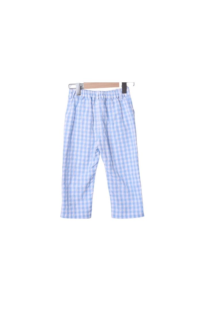 The Smocked Flamingo Apparel & Accessories Pre-Order Blue Seersucker Turkey Pant Set
