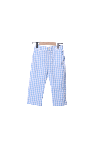 The Smocked Flamingo Apparel & Accessories Pre-Order Blue Seersucker Turkey Pant Set