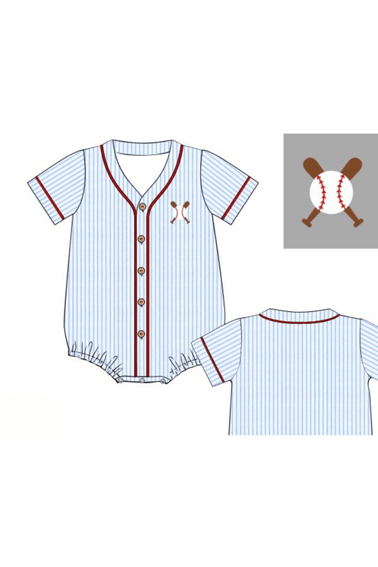 The Smocked Flamingo Apparel & Accessories Pre-Order Blue Stripe Baseball Jersey Bubble