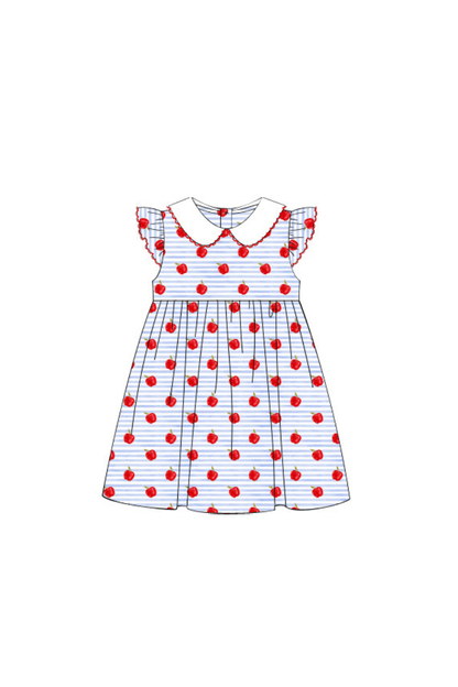 The Smocked Flamingo Apparel & Accessories Pre-Order Blue Stripe Knit Apple Dress