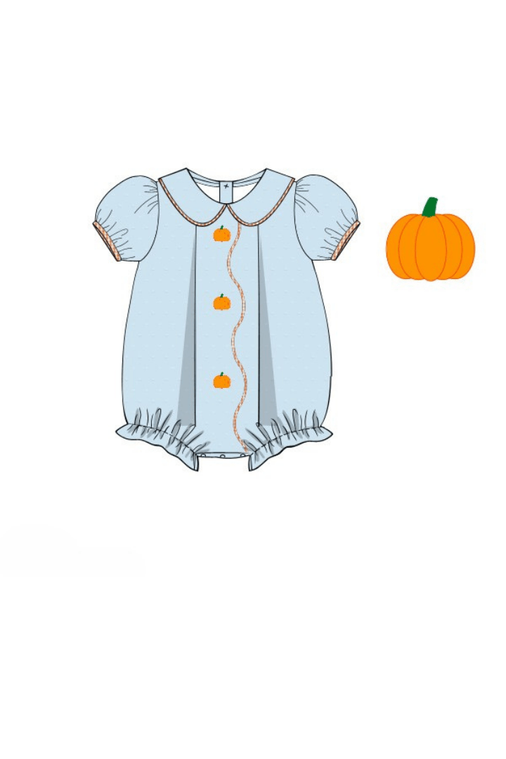 The Smocked Flamingo Apparel & Accessories Pre-Order Blue Swiss Dot Pumpkin Bubble
