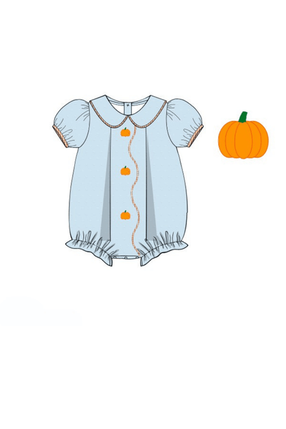 The Smocked Flamingo Apparel & Accessories Pre-Order Blue Swiss Dot Pumpkin Bubble